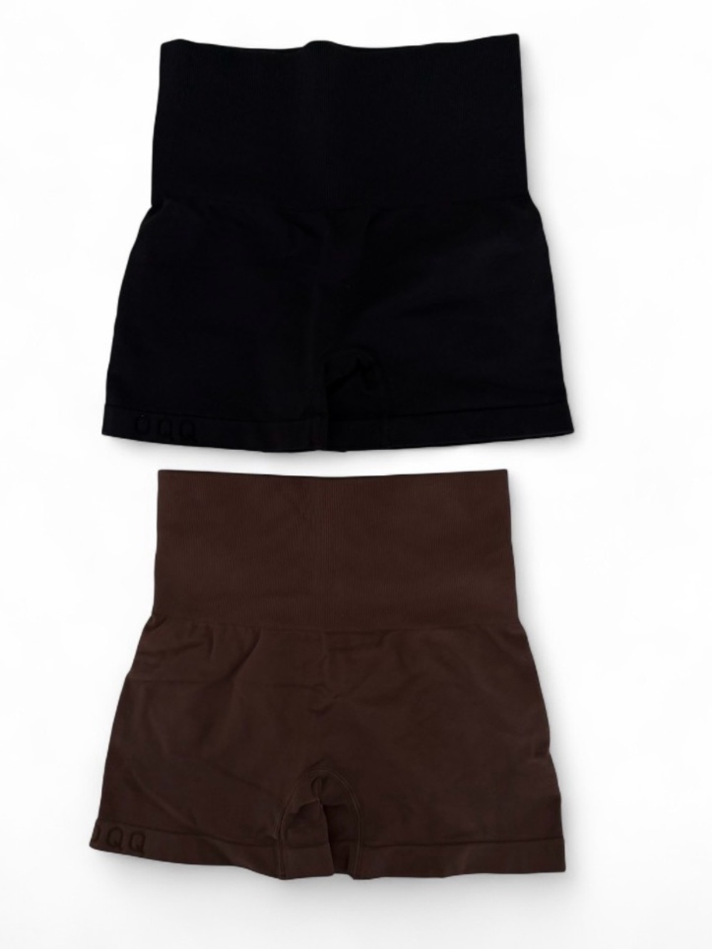 High-Waist Athletic Bike Shorts - Black & Brown